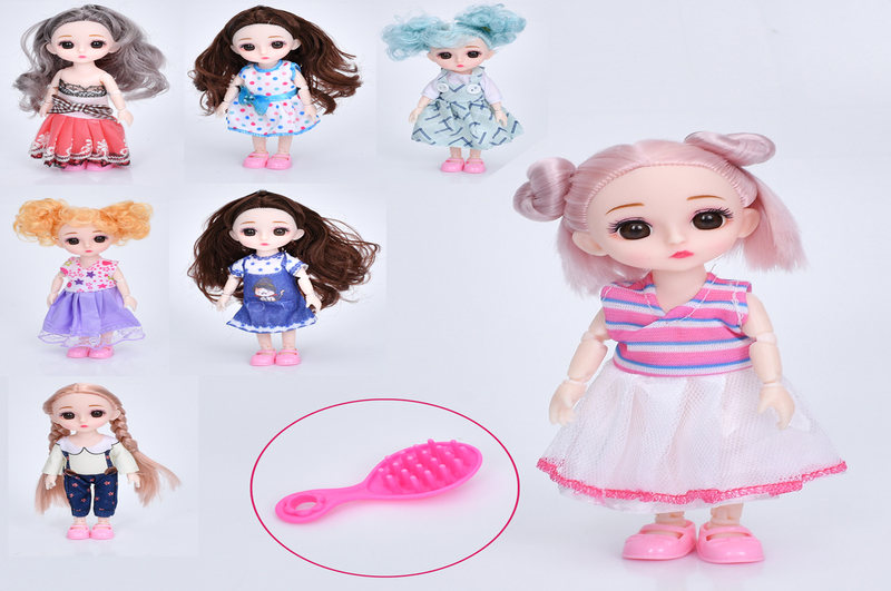 Лялька 00106-3-2-8-7 (120шт) 15см, шарнірна, гребінець, 8 видів, у пакеті, 14,5-22-4,5см