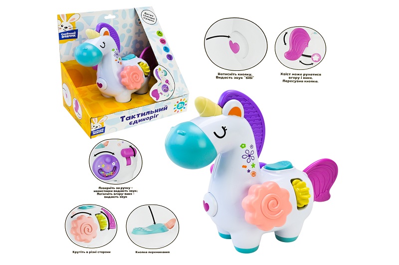 Брязкальце тактильне арт. PL-724-95 (24шт/2)Сонячний зайчик", тактильні, рухомі частини, короб. 24*"