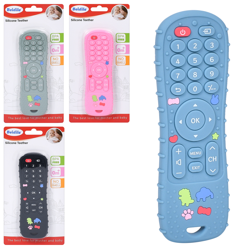 Гра INT 0003 (125шт) пульт, 14см, прорізувач, текстурний, силікон, 4 кольори, на листі, 10-20-1см