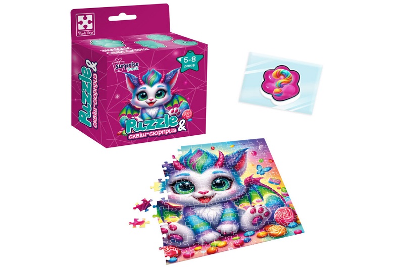 Гра розвиваюча пазли із сюрпризом Кольоровий дракончик" VT8030-05 (укр)"