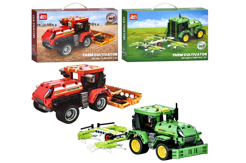 Конструктор 33071-33072 (18шт) трактор, сільхозтехніка, 2 види(471дет, 500дет), в кор-ці, 38-26-8см