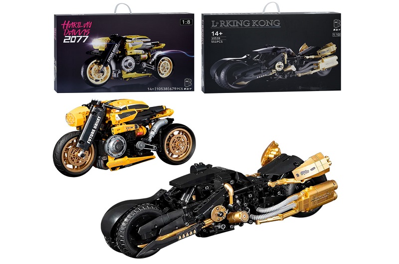 Конструктор 10538-9 (12шт) мотоцикл, 2 види(1:10-551дет 37,6см, 1:8-679дет 37,3см), в кор-ці, 53,5-3