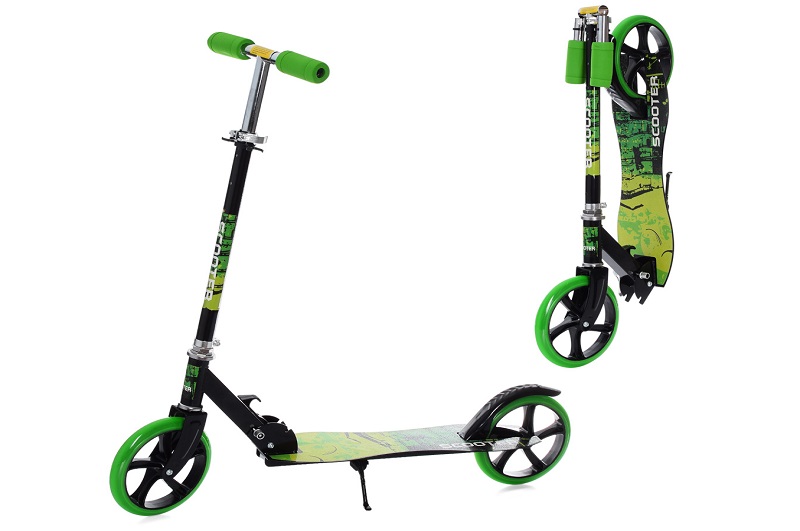 Самокат SR 2-050-1-BGR (1шт) сталь,2колесаПУ200мм,кермо87-97см,підніжка30-11см,підставка,складаний