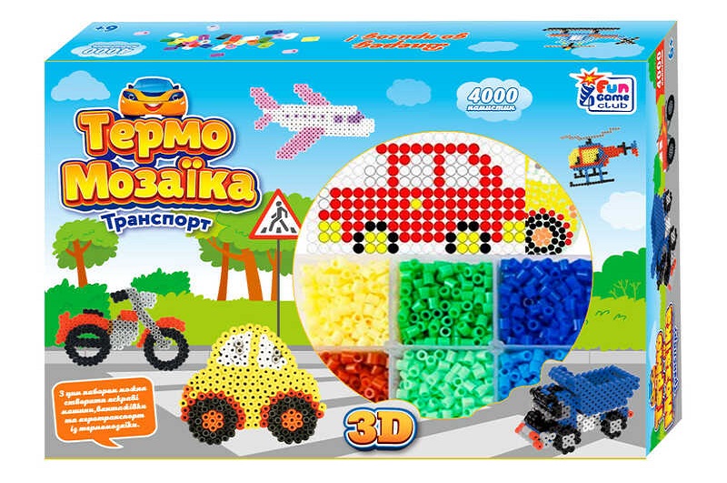 Термомозаїка 40057 (24/2) 4FUN Game Club", "Транспорт", 3D-фігурки, 4000 намистин, 3 основи, в к"