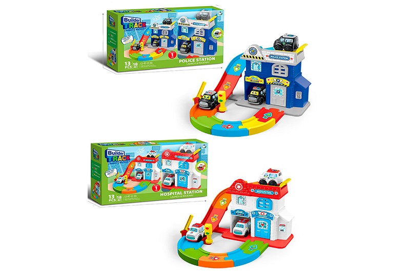 Гараж 099-6A-6B (12шт) 2 поверхи, 35-46,5-в24,5см, машинка, 13дет, 2 види (поліція, лікарня), в кор-