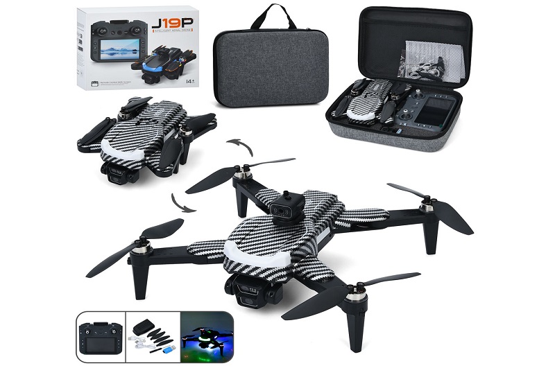 Квадрокоптер J19P (4шт) р/к,2,4G,43см,акум,світло,камера,складний,Wi-Fi,TF,USB-зарядне,пульт-дісплей