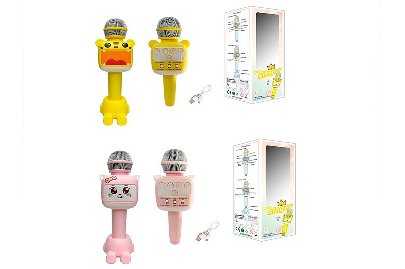 Мікрофон 682B-683C (12шт) 24см, з підставкою, акум, світло, Bluetooth, USBзарядне, 2 види, в кор-ці,