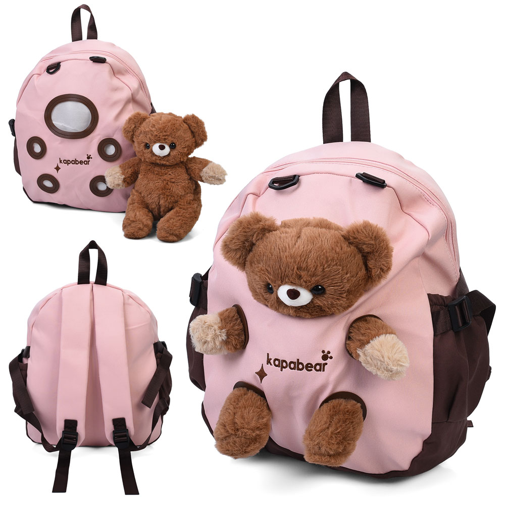 Рюкзак YG0432 (18шт) 36-29-11,5см, ведмедик(м'яка іграка, 24см), застібка-блискавка, 2 відділення, 2