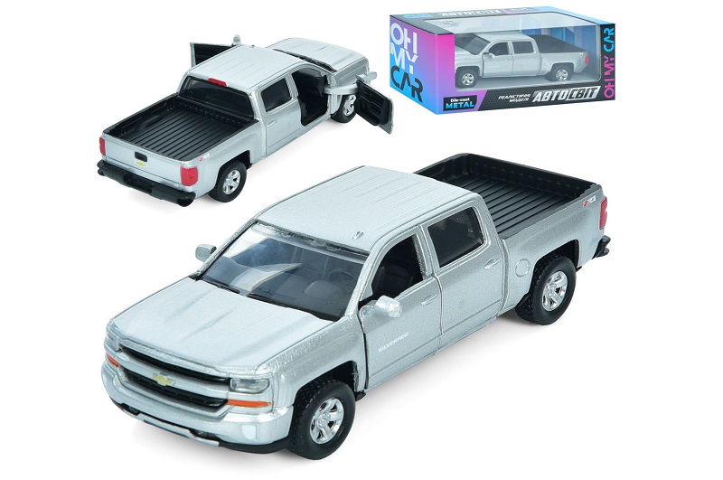 Джип AS-3019 (24шт) АвтоСвіт, 1:43, 2017 Chevy Silverador 1500, метал, інерц, 13,5см, відчиняются дв