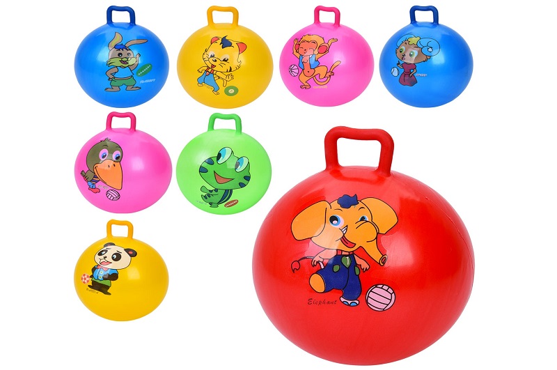 М'яч дитячий MS 4878 (120шт) 9 дюймів, 65-70г, ручка, 5 кольорів/мікс видів УПАК10шт