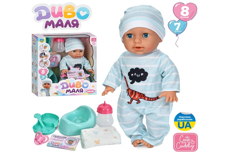 Пупс YL2535A-G-I-DM-UA (12шт) 35см, п'є-пісяє, сенсорний, реагує на соску, музика(укр), звук, пісня,