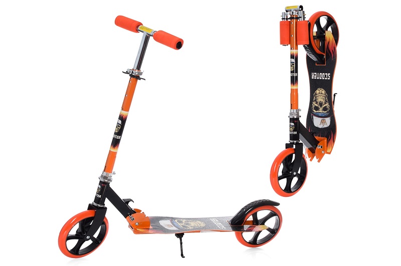 Самокат SR 2-050-1-OR (1шт) сталь,2колесаПУ200мм,кермо87-97см,підніжка30-11см,підставка,складаний