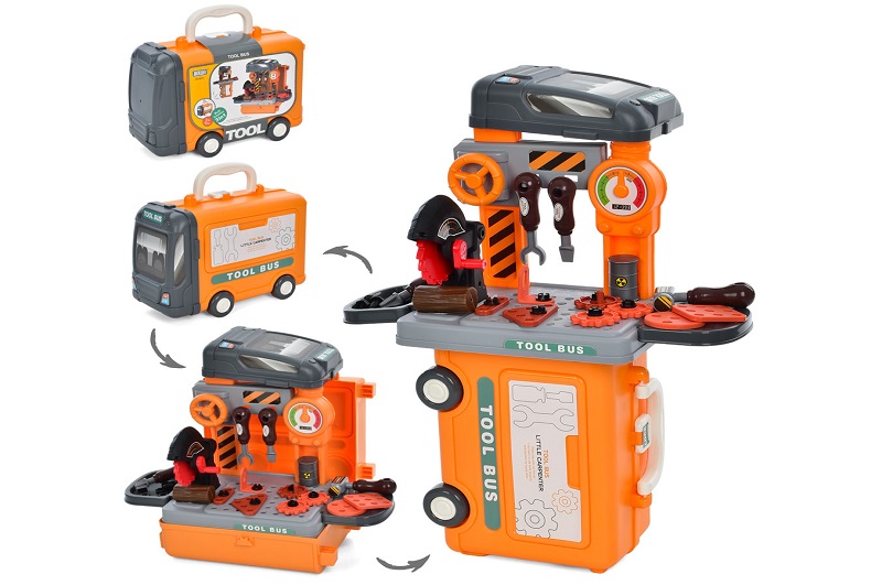 Стіл з інструментами 8072 (12шт) молоток, викрутка, ключі, верстат-валіза, в картонній обгорці, 26-1