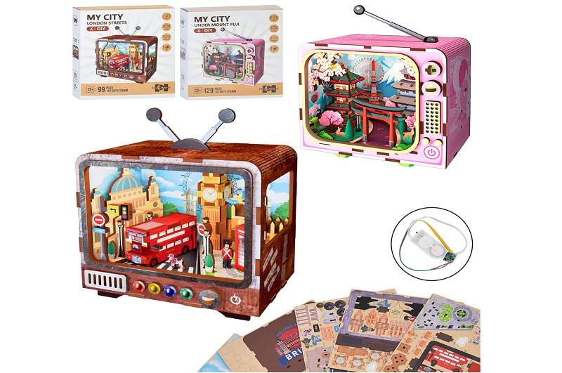 Дерев'яна іграшка Пазли MD 0154 (30шт) телевізор, світло, 2 види (129дет 151-87-125мм, 97дет 147-87-