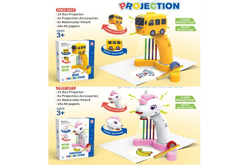 Проектор 6658-6659 (56шт) 20-13-в23см, світло, слайди/24картинки, бумага, фломастери 6шт, на бат-ці,