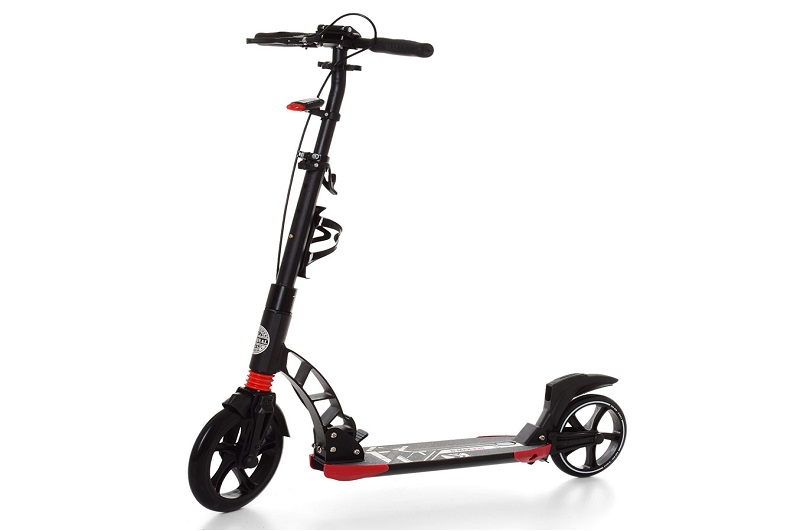 Самокат SR 2-014-B (1шт) дорослий,алюм,кол2штПУ230/200мм,кермо94-103см,ручне гальмо,фара,підстакан,ч