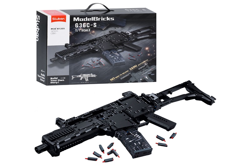 Конструктор SLUBAN M38-B1355 (4шт) зброя, автомат, 73,7дет, 1:1, 1675дет, в кор-ці, 45-38-12,5см