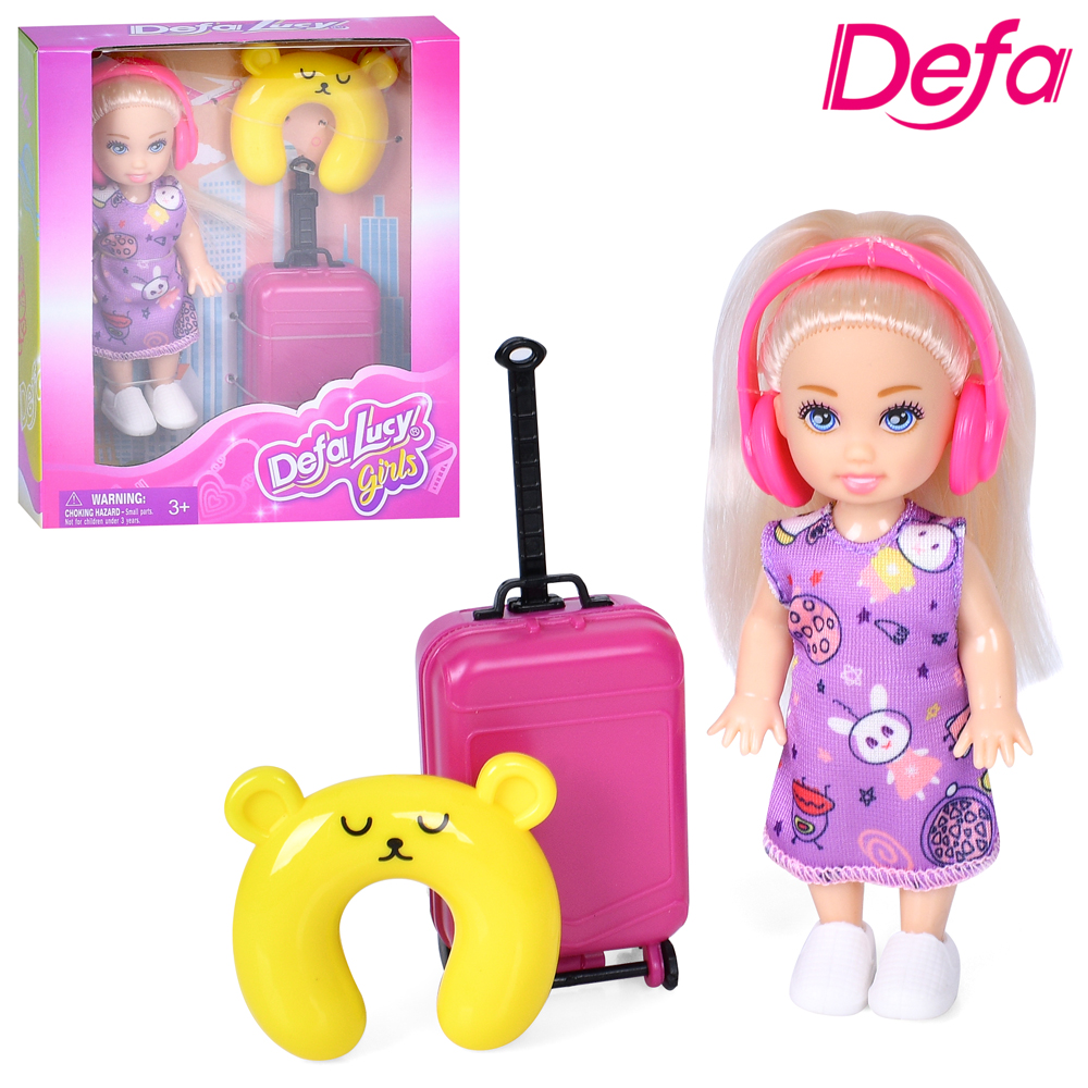 Лялька DEFA 8816 (48шт) 10см, валіза, аксесуари, в кор-ці, 12,5-14-4см