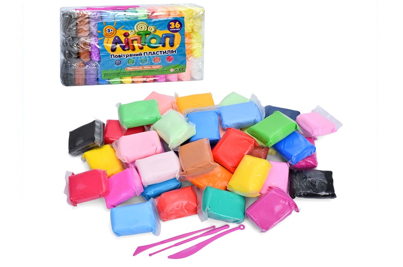 Маса для ліплення MK 5745-36 (56шт) 36шт/36кольорів, у стіках, 380г, інструменти, у пакеті, 28-17-5с
