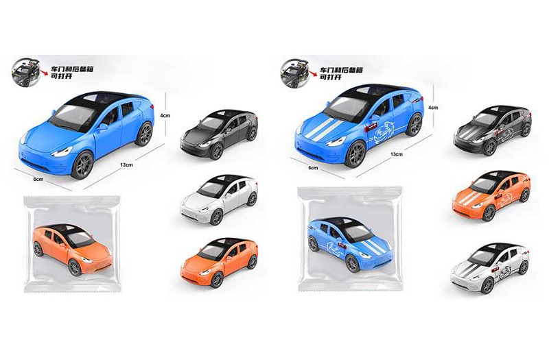 Машина 555-1-2 (144шт) інерц, 13см, відчиняються двері та багажник, 2 види/мікс кольорів, у пакеті,