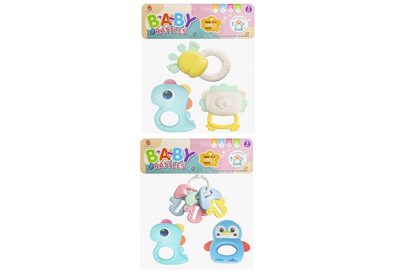 Брязкальце 054H-43-44 (48шт) набір 3шт, від 9см, прорізувач 2шт, 2 види, у пакеті, 20-23-3,5см