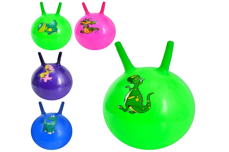 М'яч для фітнесу MS 4372 (30шт) з ріжками, 45см, 350г, мікс видів(динозаври), 4 кольори, у пакеті