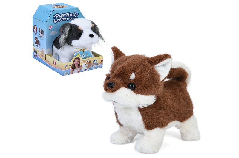 М'яка іграшка L0782-83 (30шт) собака, 18см, ходить, звук, рухливі хвіст та голова, 2 види, на бат-ці