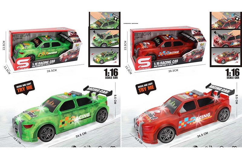 Машина JS124F-4G (18шт) інерція, 24,5см, 1:16, звук, світло, відчиняється багажник, 2 кольори, на ба