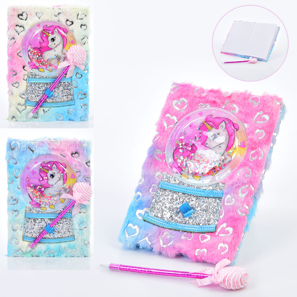 Набір для творчості R040358U (120шт) блокнот 21-14-2см (лінія), ручка (синій), плюш, мікс видів(єдин