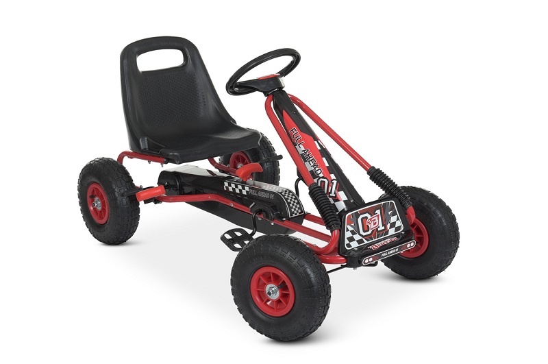 Карт M 0645(2)-3 (1шт) жел, педальний, ручне гальмо, надувн колеса, ланцюгова передача, червоний