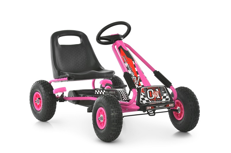 Карт M 0645(2)-8 (1шт) жел,педальний,ручн.гальмо,надувн колеса,ланцюгова передача,рег.сидіння, рожев