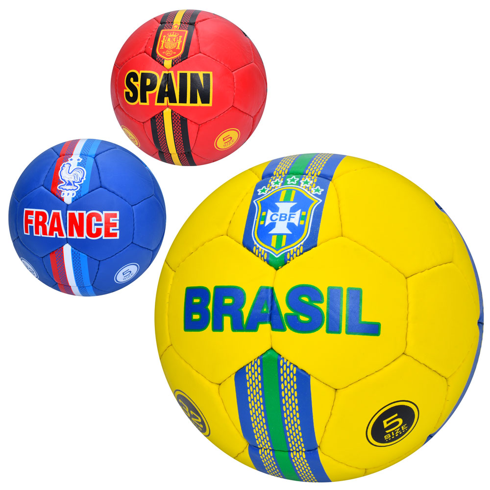 М'яч футбольний 2500-294 (30шт) розмір5,ПУ1,4мм,ручна робота, 32панелі, 400-420г, 3види(країни), в п