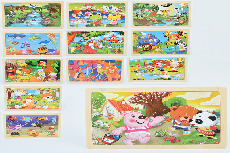 Дерев'яна іграшка Пазли MD 1535 (100шт) 24дет, мікс видів, у пакеті, 22,5-15-0,5см