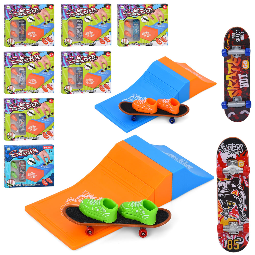 Гра 6688-158-159 (96шт) фінгерборд, міні скейт, 9,5см, трамплин, кросівки, мікс видів, в кор-ці, 20,
