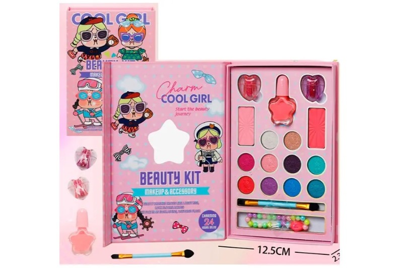 Косметика IG3247 (36шт) тіні, рум'яна, помада 2шт, пензлик, лак, браслет, дзеркало, в кор-ці, 12,5-1