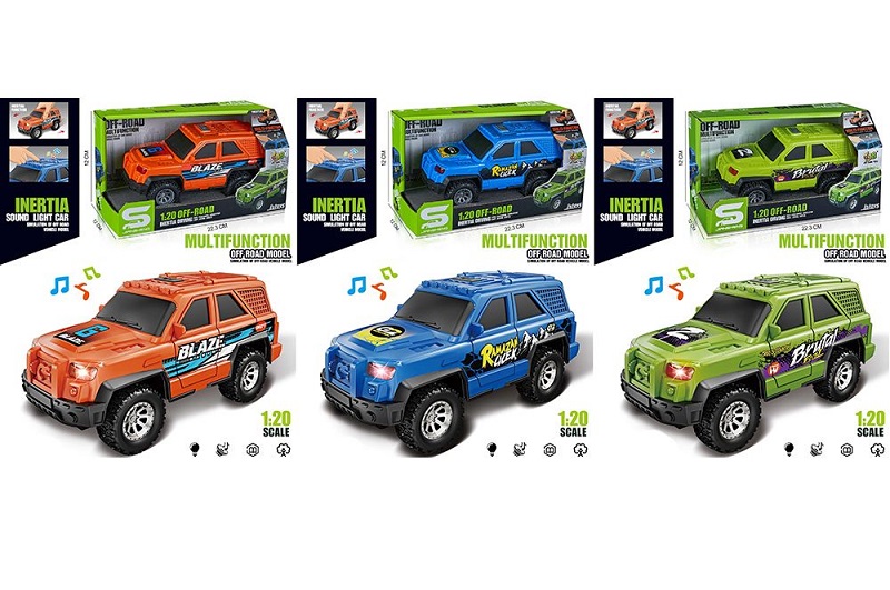 Джип JS166A-6B-6 (24шт) інерція, 18см, 1:20, музика, звук, світло, гумові колеса, 3 види, на бат(таб