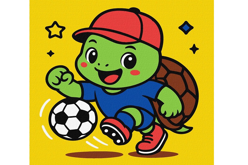 Картина по номерах для дітей Черепашка грає у футбол" 25х25см  KHO1284"