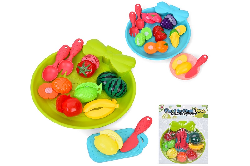 Продукти 1015-23-24 (112шт) на липучці, фрукти, ягоди, тарілка, столові прибори, 2 види, у пакеті, 2