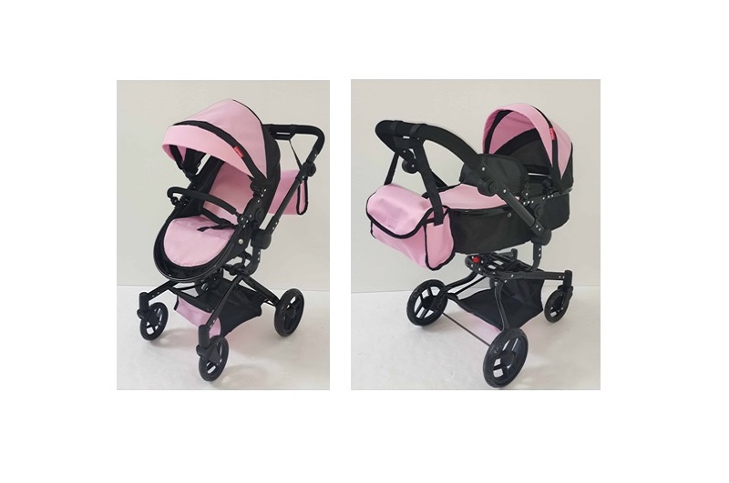 Коляска для ляльки 2в1 CARRELLO FORTUNA 9695 PINK з сумкою метал.кор.54,5*14,5*38,5 /1/