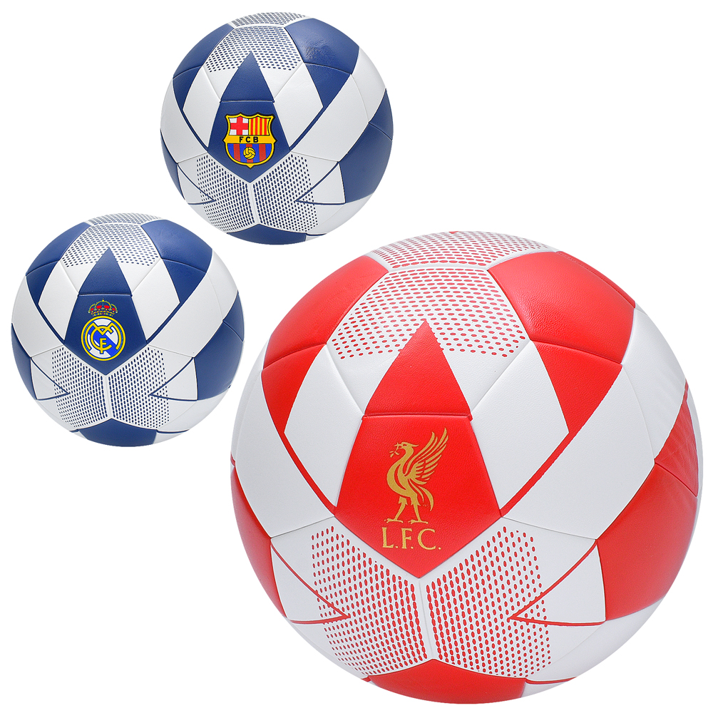 М'яч футбольний MS 3809 (12шт) розмір 5, ПУ, ламінований, 430-450г, 3 види (клуби), у пакеті