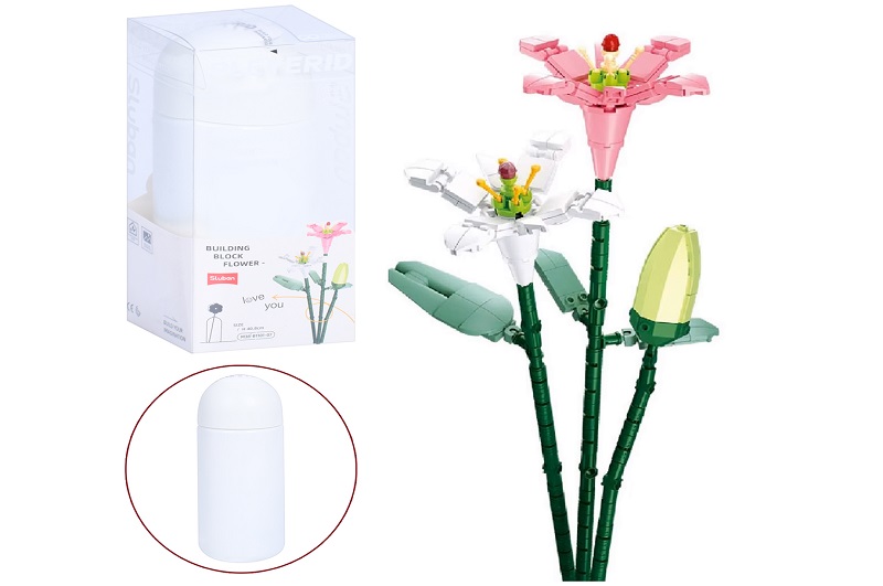 Конструктор SLUBAN M38-B1101-07 (32шт) квіти (лілії), 247дет, колба, в кор-ці/слюда, 9,5-22-9,5см