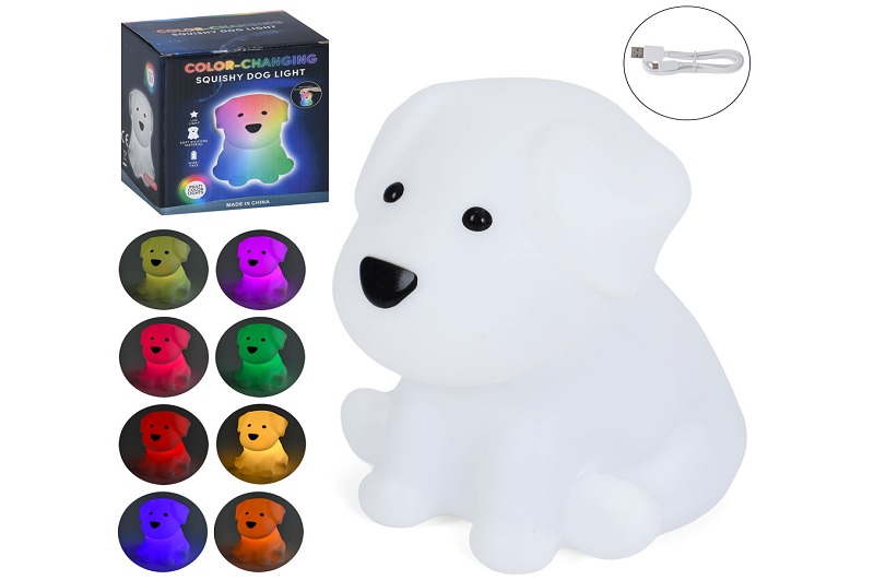 Нічник INT 0032 (24шт) собака 14,5-11,5-13см, світло (білий-2режими, кольоровий), акум, USBзарядне,