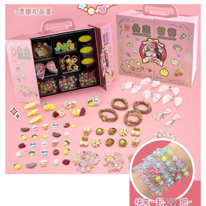 Набір для творчості 037-K3 (36шт) намистини, аксесуари для волосся, резинки, заколки, в кор-ці, 21-1