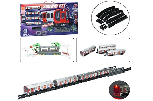 Залізниця JHX5913 (8шт) 620см, локомотив, 3 вагони, звук, світло,дерево, дорожні знаки, вокзал, 44де