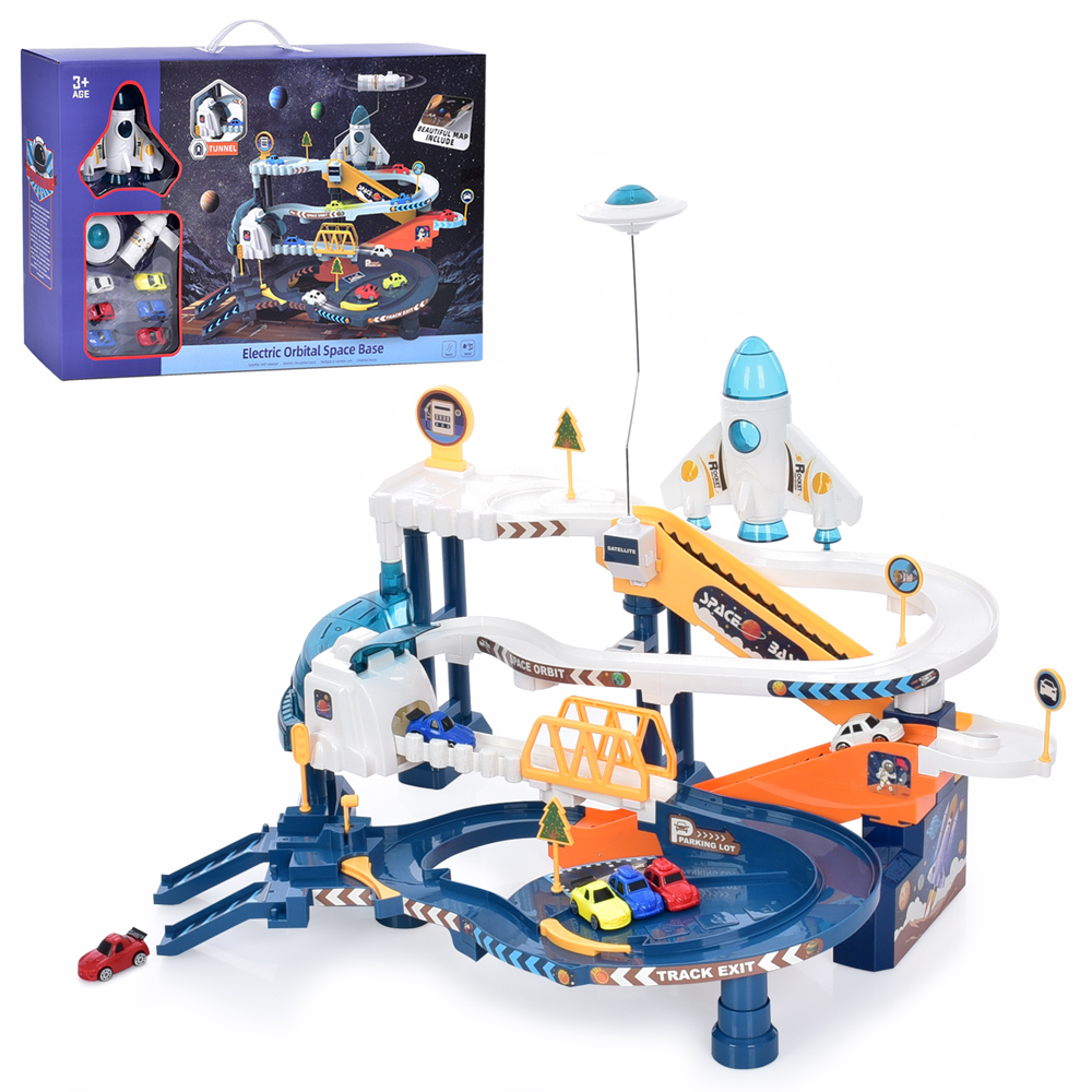 Гараж XZ-1066 (6шт)2 поверхи,космосмічна станція,машинки 6шт(4,5см),музика,на бат-ці, в кор-ці 60-37