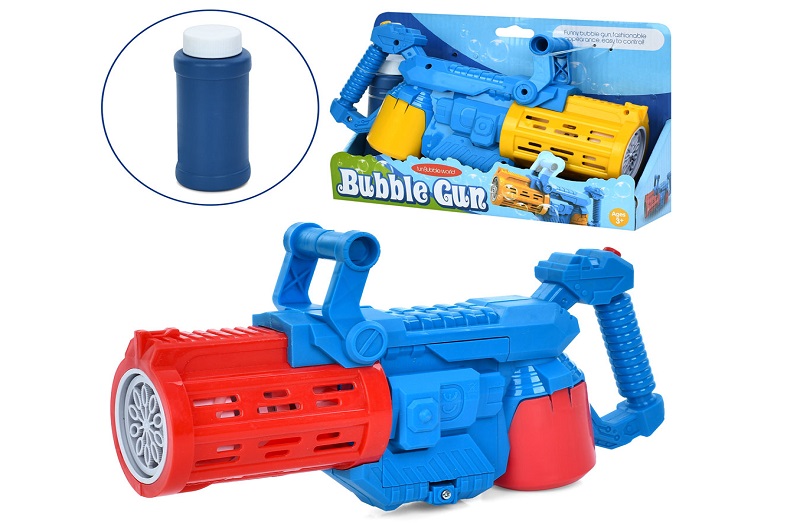 Мильні бульбашки DE-24 (24шт) автомат/бластер, 24см, запаска 10см, 2 кольори, на бат-ці, в кор-ці, 2