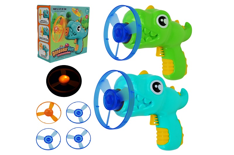Пістолет запускач арт. HM-03  Динозавр,4 тарілки 14,*5,2*13,7 см у кор.