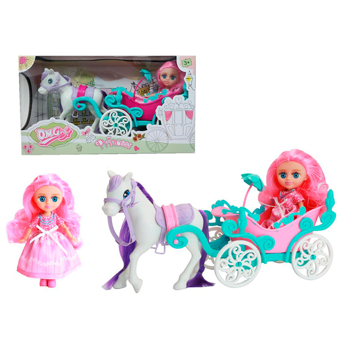 Карета RR015 (24шт) конячка, 29см, лялька 16см шарнірна, в кор-ці, 32-18-10,5см