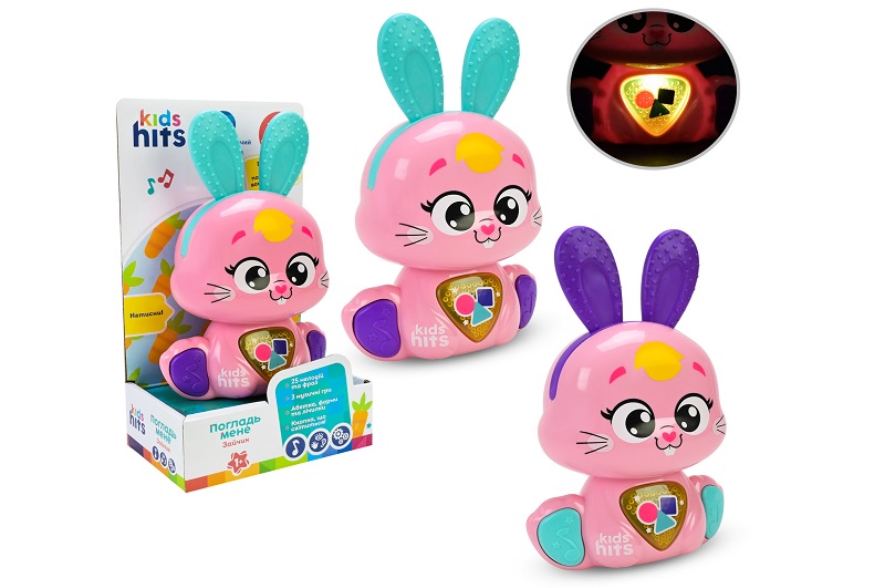 Муз розв.Чарівні звірята Kids Hits арт. KH19/001 (24шт)Зайченя"звук, світло, 2 кольори, короб. 13*8"