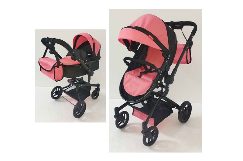 Коляска для ляльки CARRELLO FORTUNA 9695 PEACH PINK з сумкою метал.кор.54,5*14,5*38,5 /1/